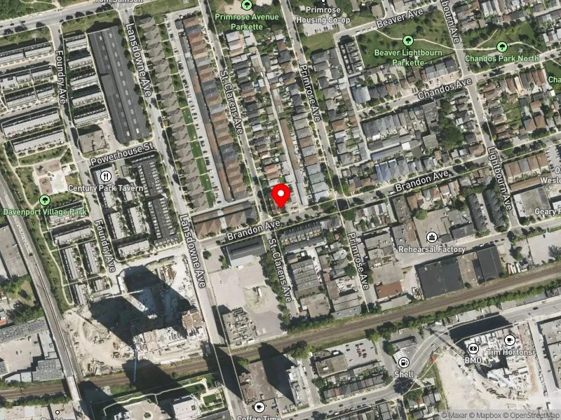 RentSafeTO apartment evaluation satellite view of 156 BRANDON AVE in Davenport, Toronto