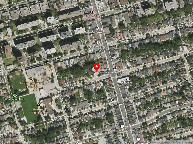 RentSafeTO apartment evaluation satellite view of 156 FLOYD AVE in Toronto-Danforth, Toronto