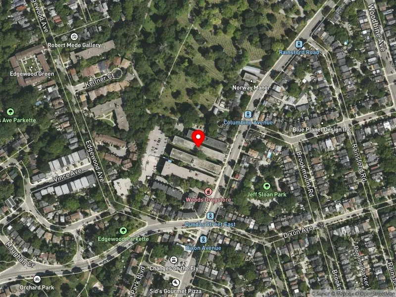 RentSafeTO apartment evaluation satellite view of 156 KINGSTON RD in Beaches-East York, Toronto