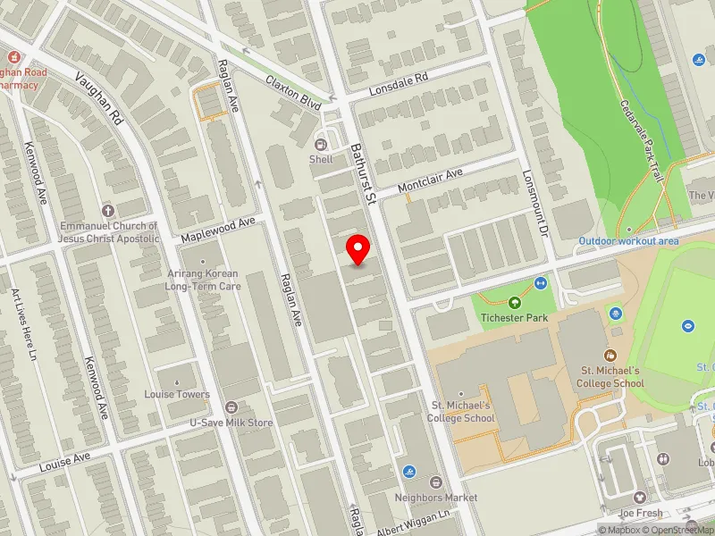 RentSafeTO apartment evaluation map view of 1560 BATHURST ST in Toronto-St. Paul's, Toronto