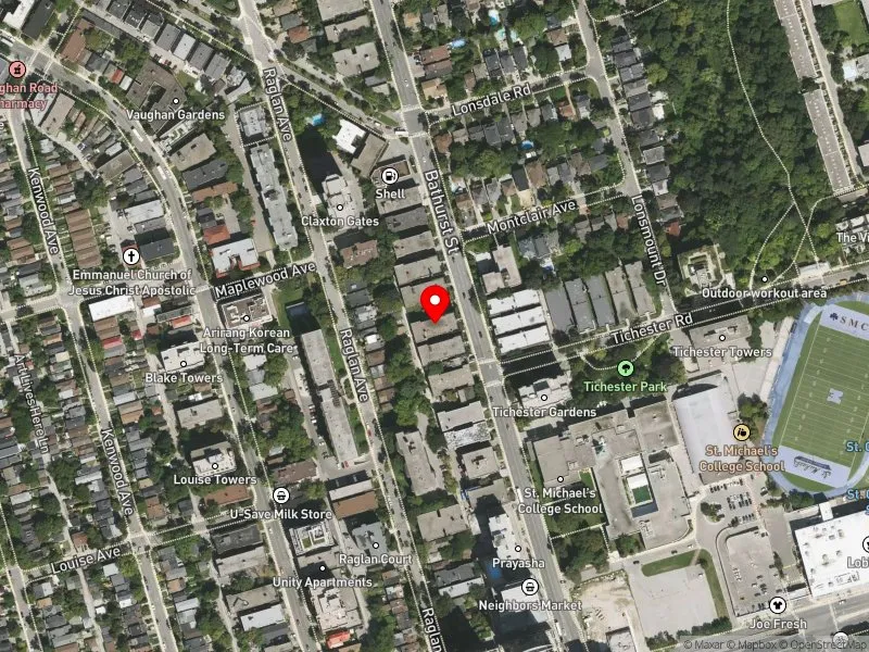 RentSafeTO apartment evaluation satellite view of 1560 BATHURST ST in Toronto-St. Paul's, Toronto