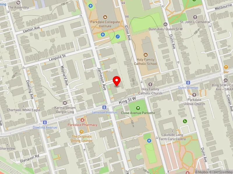 RentSafeTO apartment evaluation map view of 157 JAMESON AVE in Parkdale-High Park, Toronto