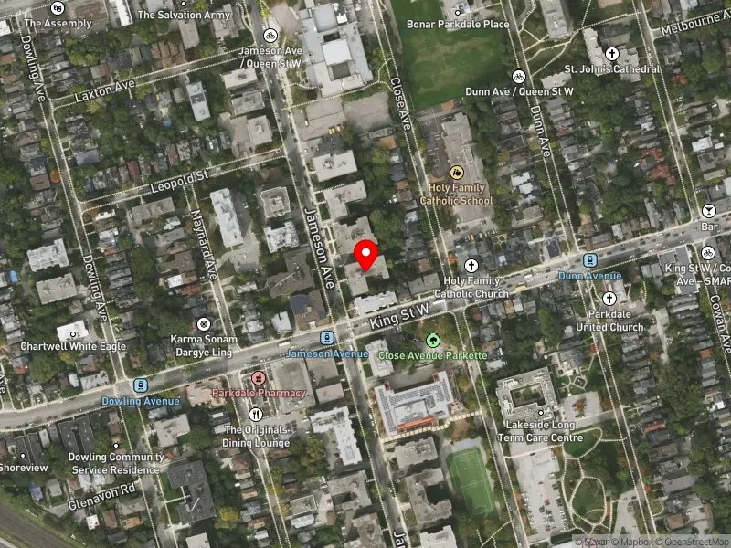 RentSafeTO apartment evaluation satellite view of 157 JAMESON AVE in Parkdale-High Park, Toronto