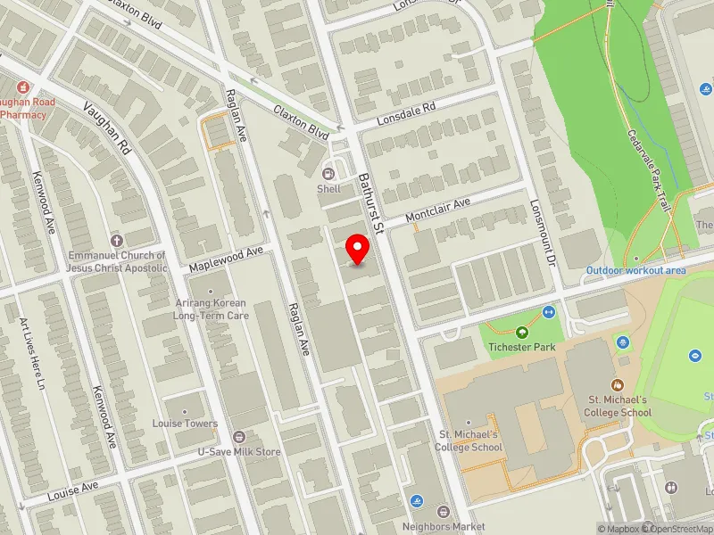 RentSafeTO apartment evaluation map view of 1570 BATHURST ST in Toronto-St. Paul's, Toronto