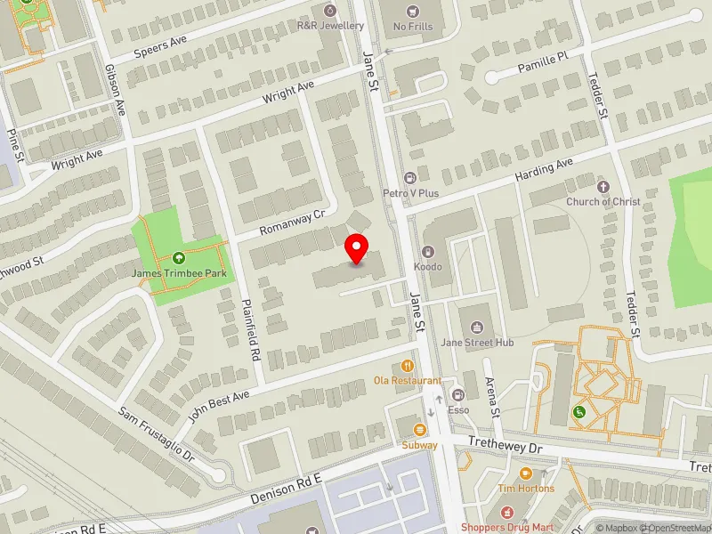 RentSafeTO apartment evaluation map view of 1570 JANE ST in York South-Weston, Toronto