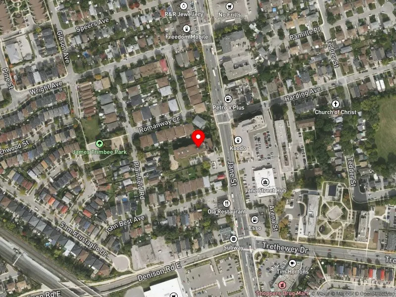 RentSafeTO apartment evaluation satellite view of 1570 JANE ST in York South-Weston, Toronto