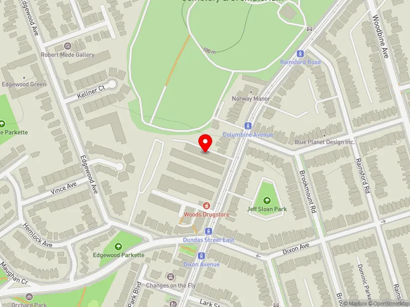 RentSafeTO apartment evaluation map view of 158 KINGSTON RD in Beaches-East York, Toronto