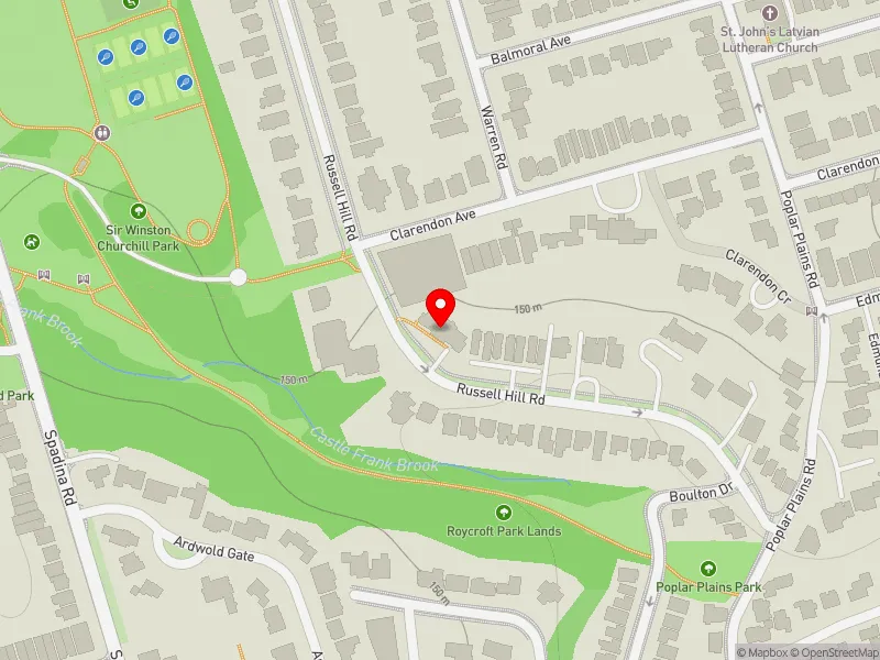 RentSafeTO apartment evaluation map view of 159 RUSSELL HILL RD in Toronto-St. Paul's, Toronto