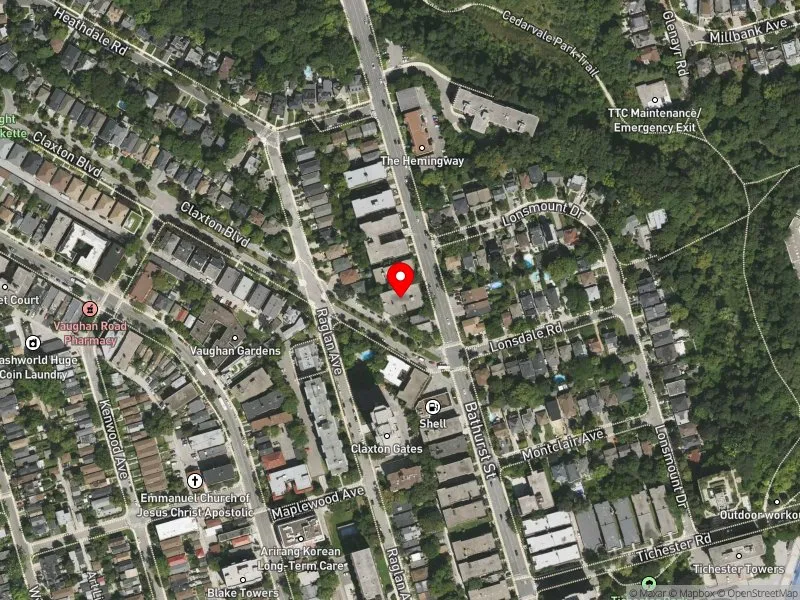 RentSafeTO apartment evaluation satellite view of 1592 BATHURST ST in Toronto-St. Paul's, Toronto