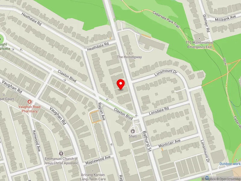 RentSafeTO apartment evaluation map view of 1594 BATHURST ST in Toronto-St. Paul's, Toronto