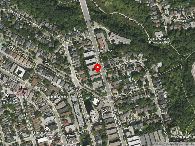 RentSafeTO apartment evaluation satellite view of 1596-1598 BATHURST ST in Toronto-St. Paul's, Toronto