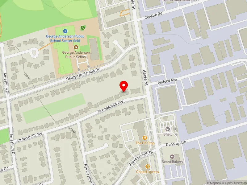 RentSafeTO apartment evaluation map view of 16 ARROWSMITH AVE in York South-Weston, Toronto