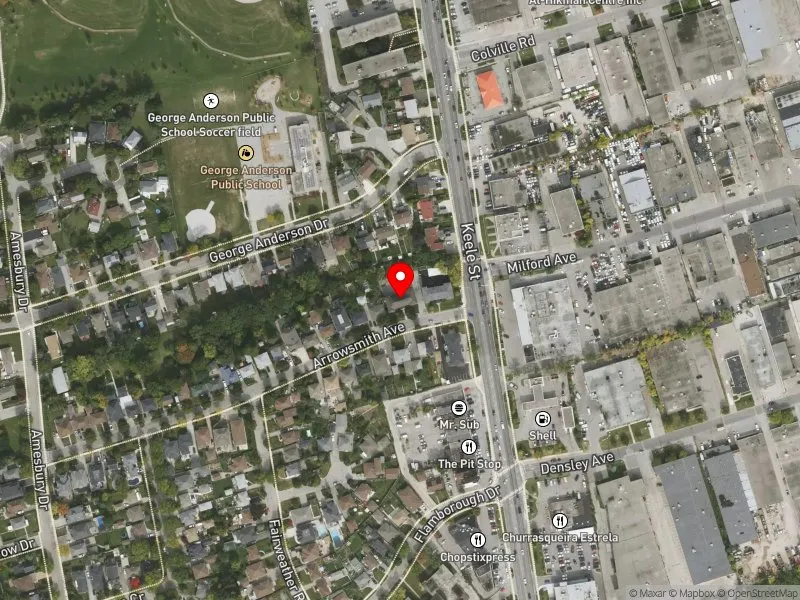 RentSafeTO apartment evaluation satellite view of 16 ARROWSMITH AVE in York South-Weston, Toronto