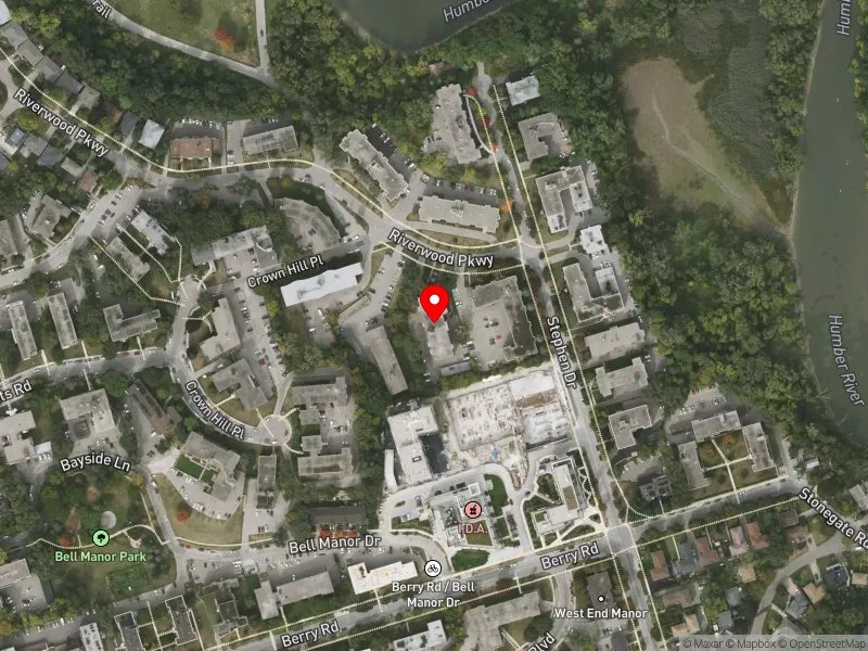 RentSafeTO apartment evaluation satellite view of 16 RIVERWOOD PKWY in Etobicoke-Lakeshore, Toronto