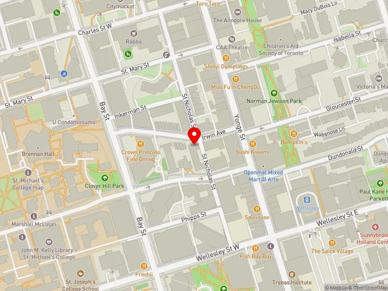 RentSafeTO apartment evaluation map view of 16 ST JOSEPH ST in Toronto Centre, Toronto