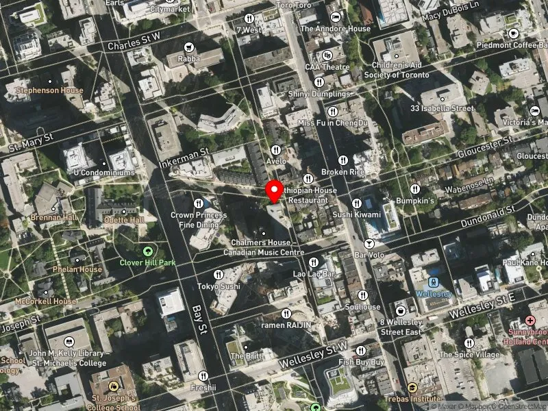 RentSafeTO apartment evaluation satellite view of 16 ST JOSEPH ST in Toronto Centre, Toronto