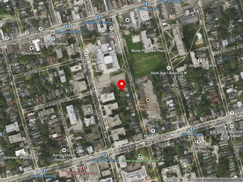RentSafeTO apartment evaluation satellite view of 160-162 CLOSE AVE in Parkdale-High Park, Toronto