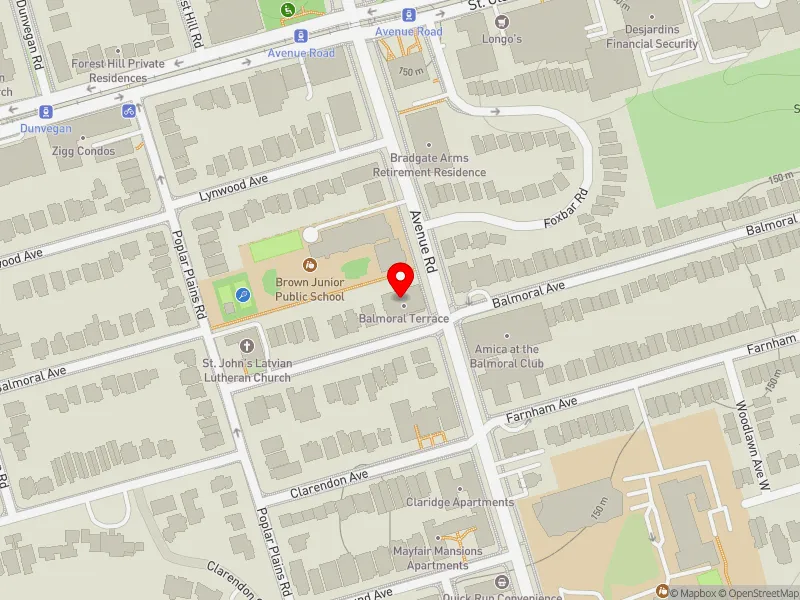 RentSafeTO apartment evaluation map view of 160 BALMORAL AVE in Toronto-St. Paul's, Toronto