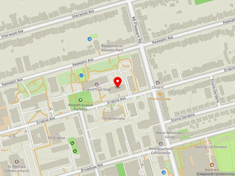 RentSafeTO apartment evaluation map view of 160 ERSKINE AVE in Don Valley West, Toronto