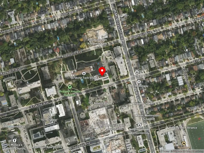 RentSafeTO apartment evaluation satellite view of 160 ERSKINE AVE in Don Valley West, Toronto