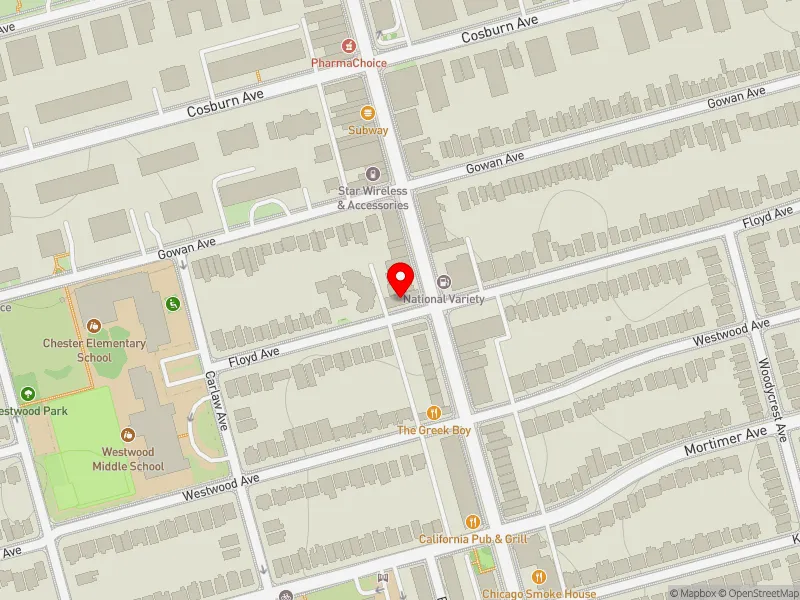 RentSafeTO apartment evaluation map view of 160 FLOYD AVE in Toronto-Danforth, Toronto