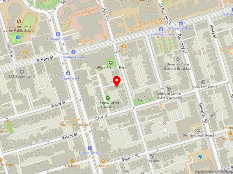 RentSafeTO apartment evaluation map view of 160 HURON ST in University-Rosedale, Toronto