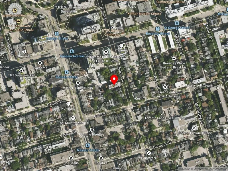 RentSafeTO apartment evaluation satellite view of 160 HURON ST in University-Rosedale, Toronto
