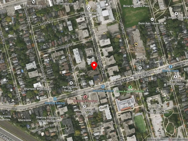 RentSafeTO apartment evaluation satellite view of 160 JAMESON AVE in Parkdale-High Park, Toronto