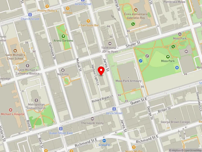 RentSafeTO apartment evaluation map view of 160 JARVIS ST in Toronto Centre, Toronto