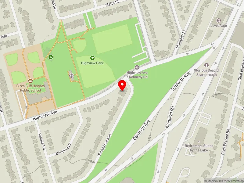 RentSafeTO apartment evaluation map view of 160 PINEGROVE AVE in Scarborough Southwest, Toronto