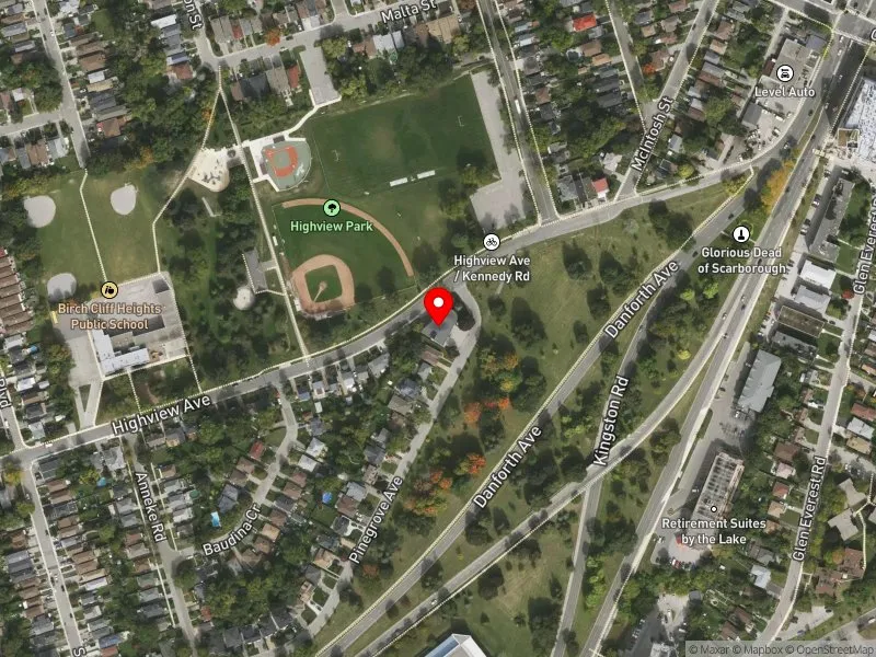 RentSafeTO apartment evaluation satellite view of 160 PINEGROVE AVE in Scarborough Southwest, Toronto