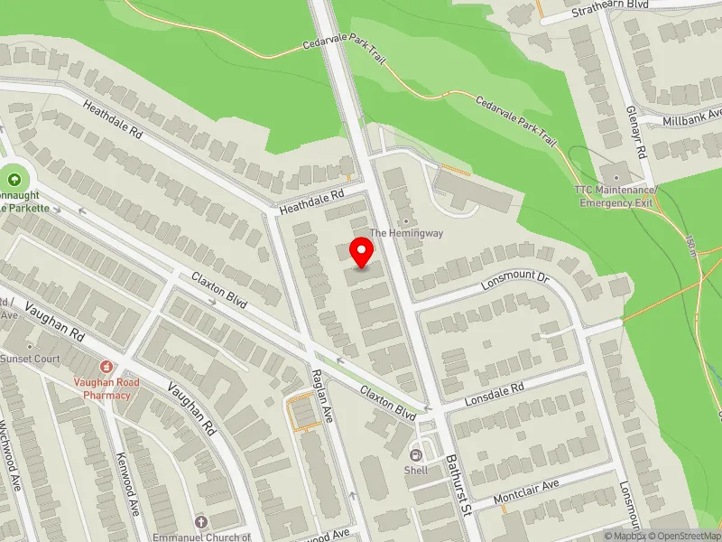 RentSafeTO apartment evaluation map view of 1600 BATHURST ST in Toronto-St. Paul's, Toronto