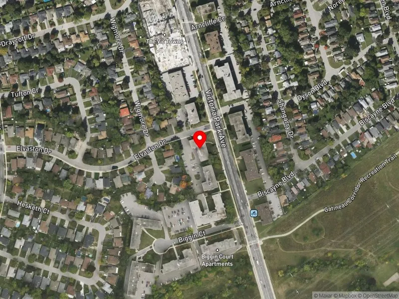 RentSafeTO apartment evaluation satellite view of 1600 VICTORIA PARK AVE in Don Valley East, Toronto