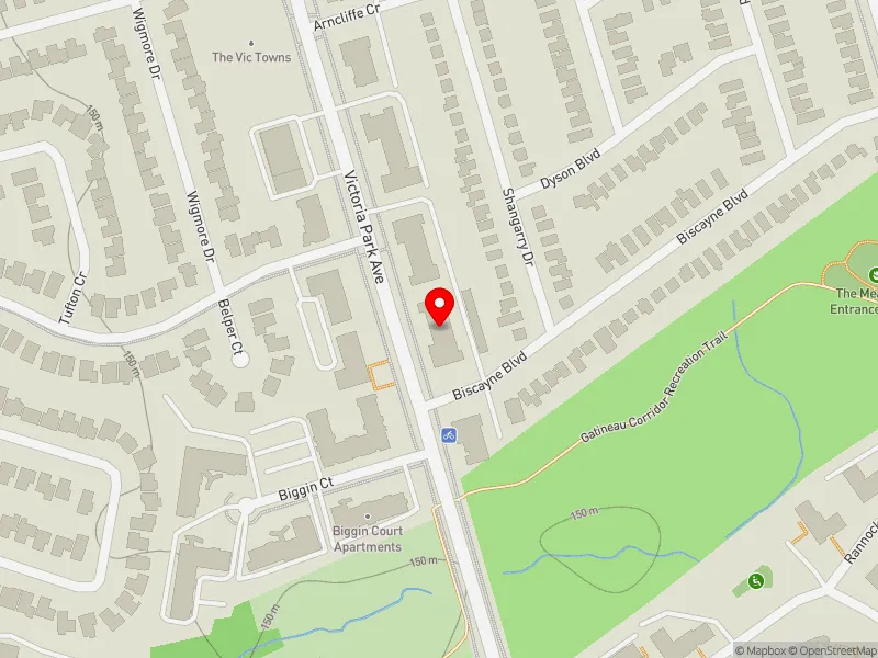 RentSafeTO apartment evaluation map view of 1601 VICTORIA PARK AVE in Scarborough Centre, Toronto