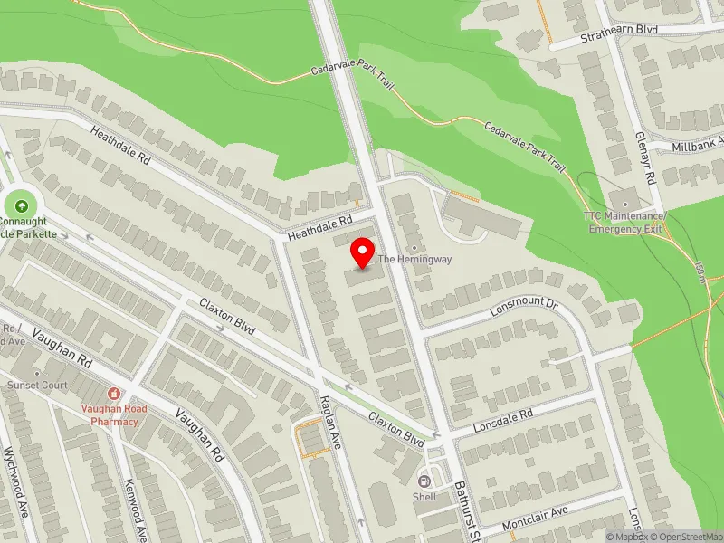 RentSafeTO apartment evaluation map view of 1602 BATHURST ST in Toronto-St. Paul's, Toronto