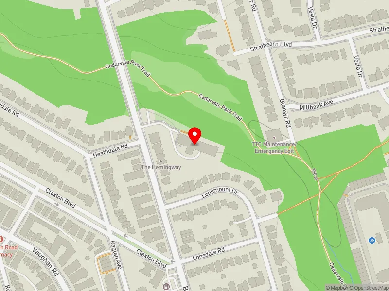 RentSafeTO apartment evaluation map view of 1603 BATHURST ST in Toronto-St. Paul's, Toronto