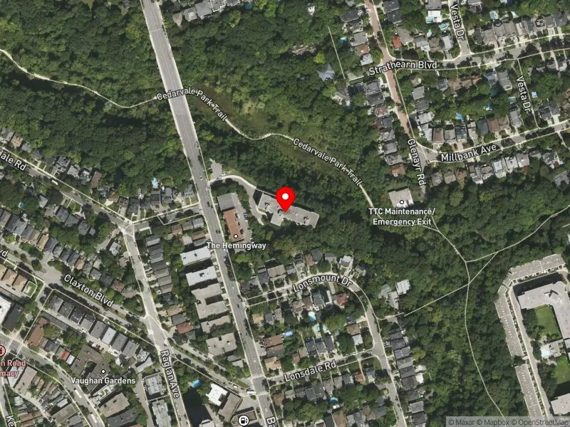 RentSafeTO apartment evaluation satellite view of 1603 BATHURST ST in Toronto-St. Paul's, Toronto