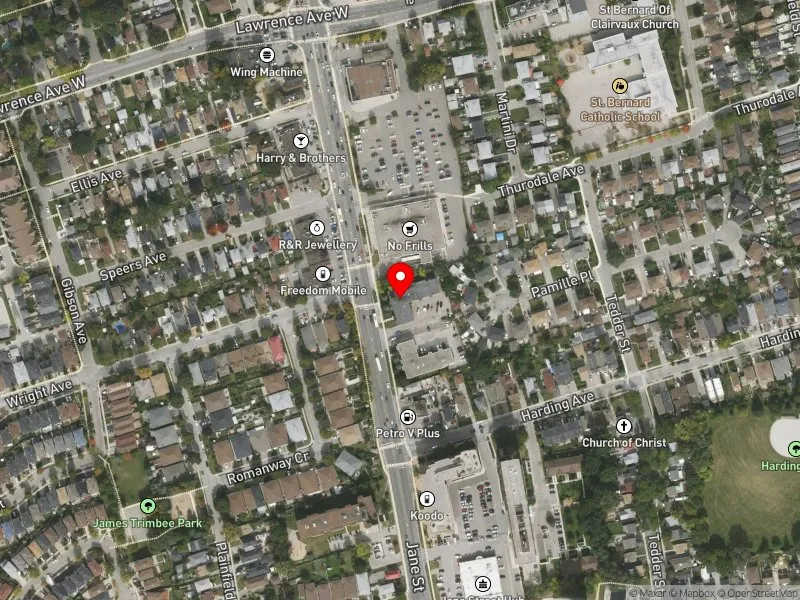 RentSafeTO apartment evaluation satellite view of 1607 JANE ST in York South-Weston, Toronto