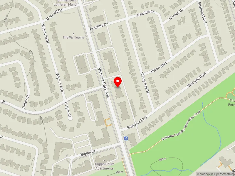 RentSafeTO apartment evaluation map view of 1607 VICTORIA PARK AVE in Scarborough Centre, Toronto