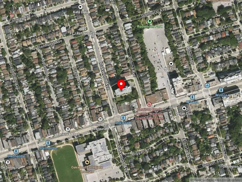 RentSafeTO apartment evaluation satellite view of 161 OAKWOOD AVE in Davenport, Toronto