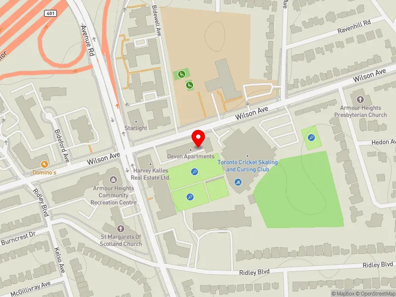 RentSafeTO apartment evaluation map view of 161 WILSON AVE in Eglinton-Lawrence, Toronto