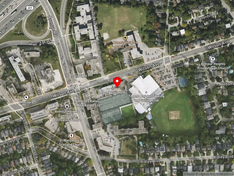 RentSafeTO apartment evaluation satellite view of 161 WILSON AVE in Eglinton-Lawrence, Toronto