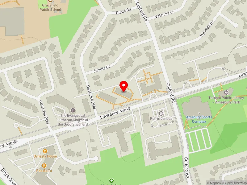 RentSafeTO apartment evaluation map view of 1620 LAWRENCE AVE W in York South-Weston, Toronto