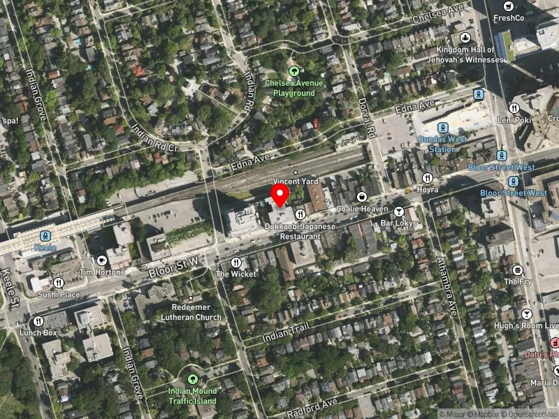 RentSafeTO apartment evaluation satellite view of 1624 BLOOR ST W in Parkdale-High Park, Toronto