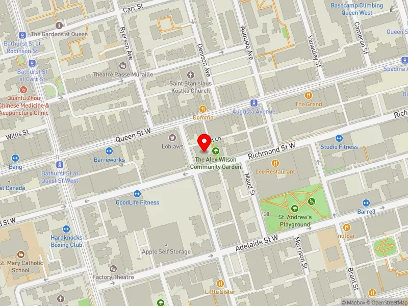 RentSafeTO apartment evaluation map view of 163 PORTLAND ST in Spadina-Fort York, Toronto