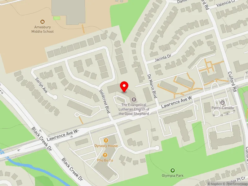 RentSafeTO apartment evaluation map view of 1630 LAWRENCE AVE W in York South-Weston, Toronto
