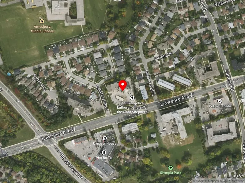 RentSafeTO apartment evaluation satellite view of 1630 LAWRENCE AVE W in York South-Weston, Toronto
