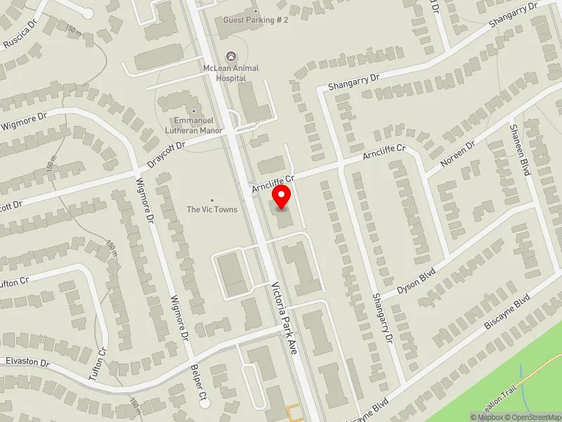RentSafeTO apartment evaluation map view of 1631 VICTORIA PARK AVE in Scarborough Centre, Toronto