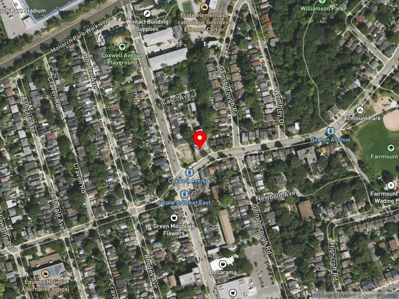 RentSafeTO apartment evaluation satellite view of 1636 GERRARD ST E in Beaches-East York, Toronto
