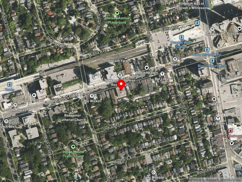 RentSafeTO apartment evaluation satellite view of 1639 BLOOR ST W in Parkdale-High Park, Toronto